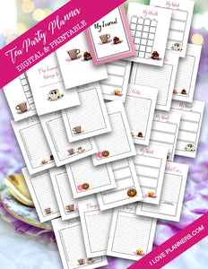 Tea Party Printable Planner and Journal/ GoodNotes, Xodo, Digital Journal, iPad Planner, tablet Planner Digital Planner Stickers