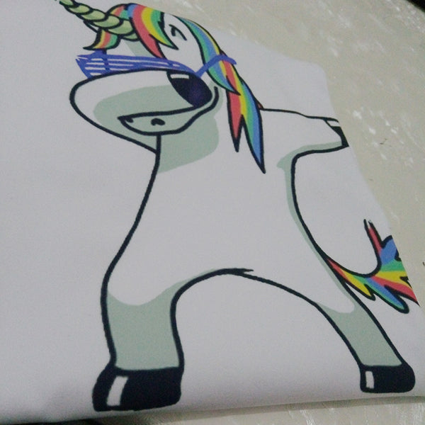Dabbing Unicorn, Panda/Pug Cat Cartoon Printed O-Neck Tops Fashion Hip Hop Tee Shirts