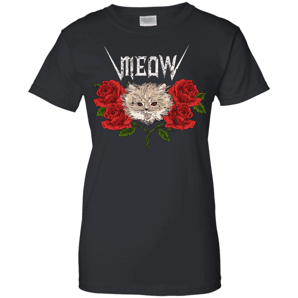 Meow Cat And Roses Ladies Tee