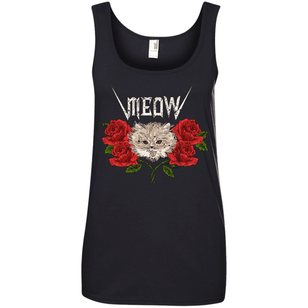 Meow Cat And Roses Ladies Tee