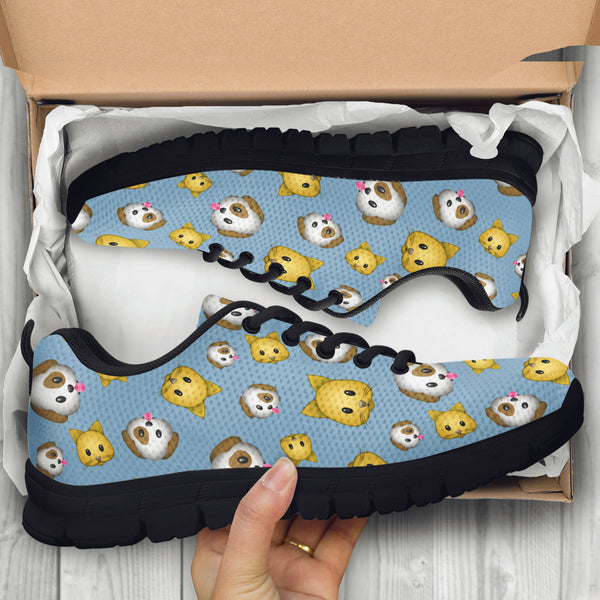 Emoji Cats And Dogs Womens Athletic Sneakers