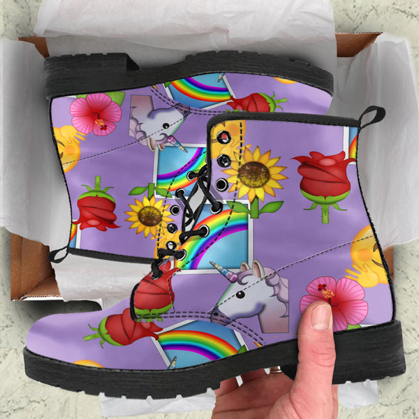 Emoji Happy Place Womens Leather Boots