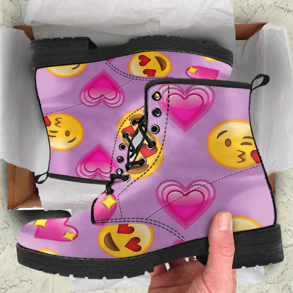 Emoji Love Womens Leather Boots