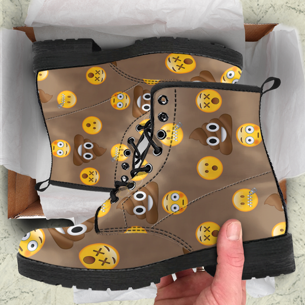 Emoji Poop Womens Leather Boots