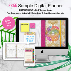 SAMPLE LITE Undated Digital Planner/ GoodNotes, Xodo, Digital Journal, iPad Planner, tablet Planner Digital Planner Stickers