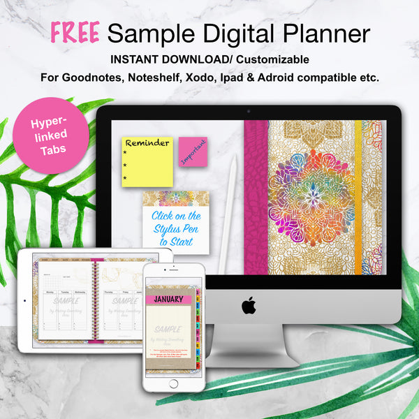 SAMPLE LITE Undated Digital Planner/ GoodNotes, Xodo, Digital Journal, iPad Planner, tablet Planner Digital Planner Stickers