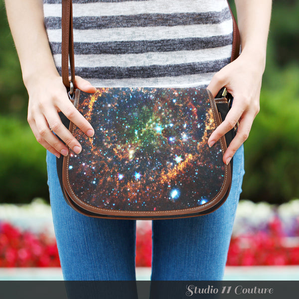 Galaxy 5 Crossbody Shoulder Canvas Leather Saddle Bag - STUDIO 11 COUTURE