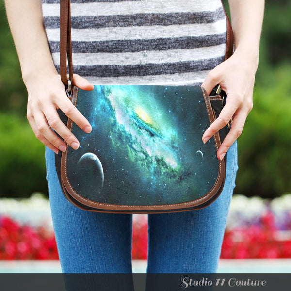 Galaxy 6 Crossbody Shoulder Canvas Leather Saddle Bag - STUDIO 11 COUTURE