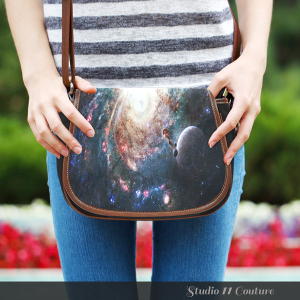 Galaxy 7 Crossbody Shoulder Canvas Leather Saddle Bag - STUDIO 11 COUTURE