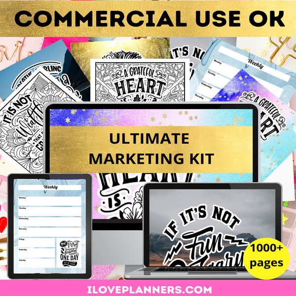 The Ultimate Marketing Kit /Social Media Marketing Kit/ Planner and Journal/ Coloring Book/ Coloring Planner/ Printable Planner and Journal/ Digital Download