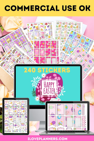 Easter Planner Sticker Bundle/ For Printable Planners/ For Digital Planners - Easily Make Planner Stickers Super Fast. Includes Commercial Use. No.1