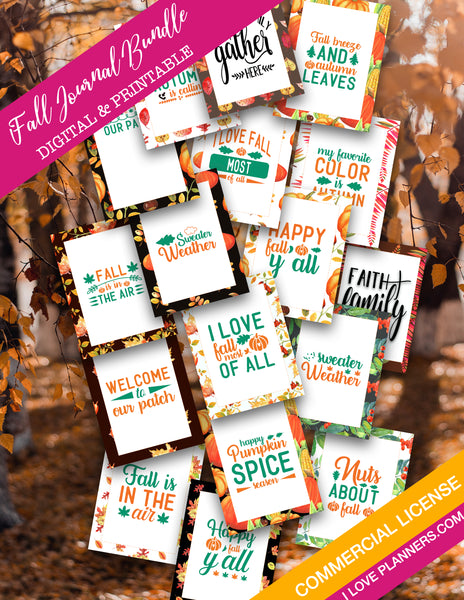 Fall Mix and Match Journal Bundle Digital Printable, Stationary, Scrapbooking, Planner and Journal, Digital Journal, Digital Planner Stickers