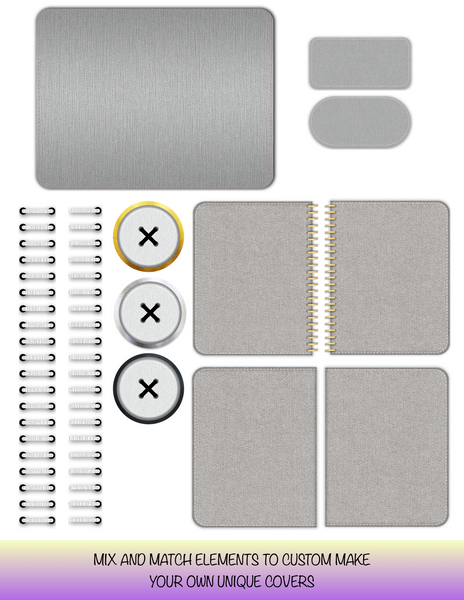 Blue Gray Linen Cover Kit for Digital Planners, Spirals, Coils, Customize Your Digital Planners, Commercial Use OK, Digital Planners, Digital Journals, Compatible for PC, Mac, Canva. #109