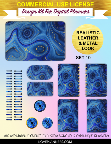 Lapis Lazuli Digital Planners, Spirals, Coils, Customize Your Digital Planners, Commercial Use OK, Digital Planners, Digital Journals, Compatible for PC, Mac, CANVA. #66
