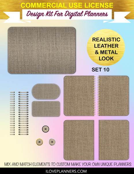 Natural Linen Cover Kit for Digital Planners, Spirals, Coils, Customize Your Digital Planners, Commercial Use OK, Digital Planners, Digital Journals, Compatible for PC, Mac, Canva. #108