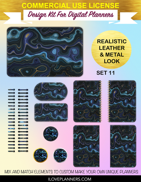 Lapis Lazuli Digital Planners, Spirals, Coils, Customize Your Digital Planners, Commercial Use OK, Digital Planners, Digital Journals, Compatible for PC, Mac, CANVA. #66