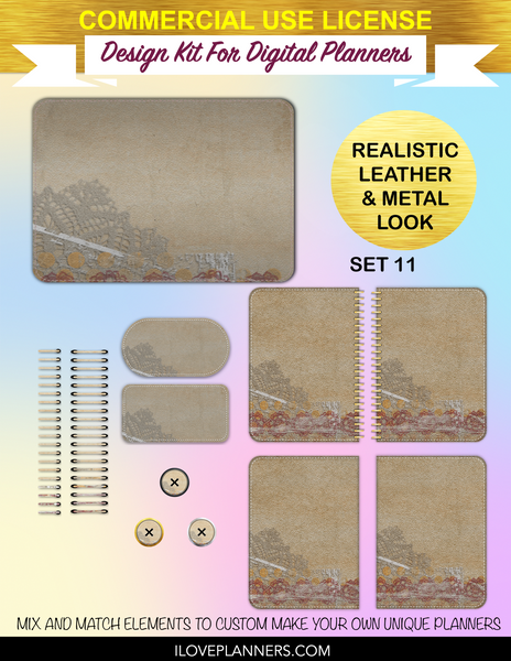 Steampunk Vintage Antique Cover Kit for Digital Planners, Spirals, Coils, Customize Your Digital Planners, Commercial Use OK, Digital Planners, Digital Journals, Compatible for PC, Mac, Canva. #113