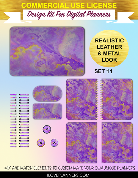 Artistic Splashed Marble Cover Kit for Digital Planners, Spirals, Coils, Customize Your Digital Planners, Commercial Use OK, Digital Planners, Digital Journals, Compatible for PC, Mac, Canva. #128