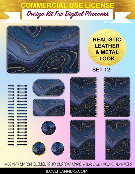 Lapis Lazuli Digital Planners, Spirals, Coils, Customize Your Digital Planners, Commercial Use OK, Digital Planners, Digital Journals, Compatible for PC, Mac, CANVA. #66