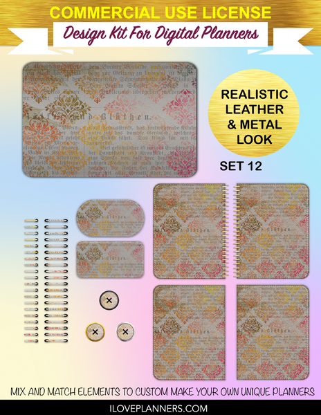 Autumn Ephemera Cover Kit for Digital Planners, Spirals, Coils, Customize Your Digital Planners, Commercial Use OK, Digital Planners, Digital Journals, Compatible for PC, Mac, Canva. #127