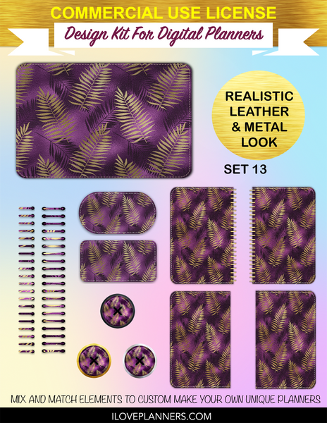 Purple and Gold Leopard Digital Planners, Spirals, Coils, Customize Your Digital Planners, Commercial Use OK, Digital Planners, Digital Journals, Compatible for PC, Mac, CANVA. #28