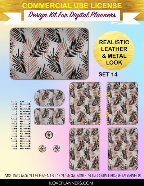 Rose Gold Safari Digital Paper Cover Kit for Digital Planners, Spirals, Coils, Customize Your Digital Planners, Commercial Use OK, Digital Planners, Digital Journals, Compatible for PC, Mac, CANVA. #136