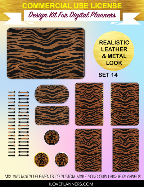 Copper Tiger Digital Planners, Spirals, Coils, Customize Your Digital Planners, Commercial Use OK, Digital Planners, Digital Journals, Compatible for PC, Mac, CANVA. #83
