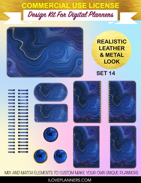 Lapis Lazuli Digital Planners, Spirals, Coils, Customize Your Digital Planners, Commercial Use OK, Digital Planners, Digital Journals, Compatible for PC, Mac, CANVA. #66