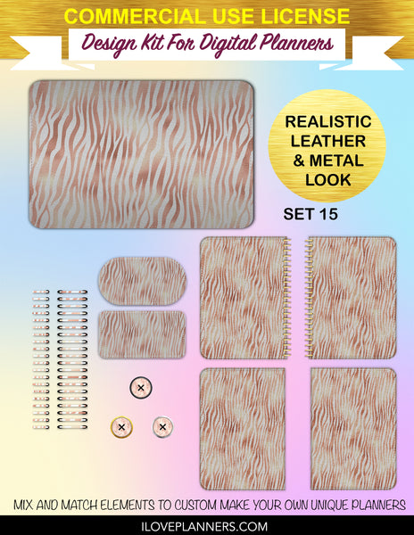 Rose Gold Safari Digital Paper Cover Kit for Digital Planners, Spirals, Coils, Customize Your Digital Planners, Commercial Use OK, Digital Planners, Digital Journals, Compatible for PC, Mac, CANVA. #136
