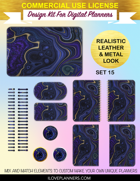 Lapis Lazuli Digital Planners, Spirals, Coils, Customize Your Digital Planners, Commercial Use OK, Digital Planners, Digital Journals, Compatible for PC, Mac, CANVA. #66