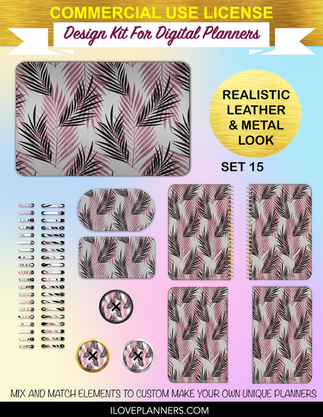 Pink Safari Digital Planners, Spirals, Coils, Customize Your Digital Planners, Commercial Use OK, Digital Planners, Digital Journals, Compatible for PC, Mac, CANVA. #59