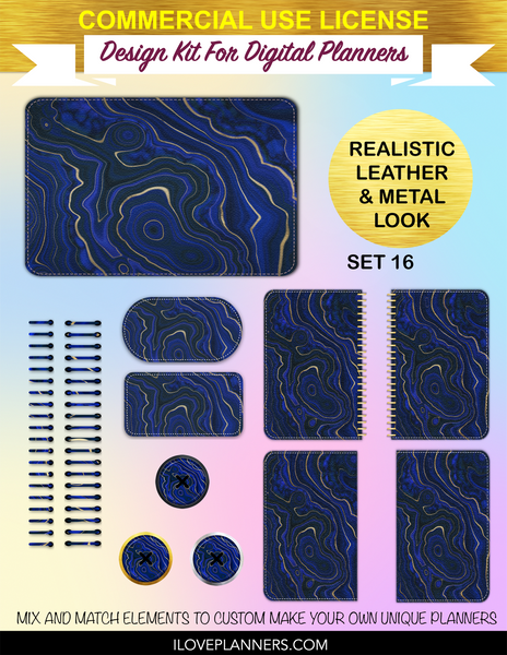 Lapis Lazuli Digital Planners, Spirals, Coils, Customize Your Digital Planners, Commercial Use OK, Digital Planners, Digital Journals, Compatible for PC, Mac, CANVA. #66