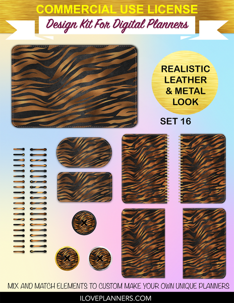 Copper Tiger Digital Planners, Spirals, Coils, Customize Your Digital Planners, Commercial Use OK, Digital Planners, Digital Journals, Compatible for PC, Mac, CANVA. #83