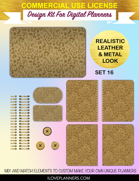 Gold & Glitter Cheetah Cover Kit for Digital Planners, Spirals, Coils, Customize Your Digital Planners, Commercial Use OK, Digital Planners, Digital Journals, Compatible for PC, Mac, Canva. #125