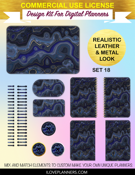 Lapis Lazuli Digital Planners, Spirals, Coils, Customize Your Digital Planners, Commercial Use OK, Digital Planners, Digital Journals, Compatible for PC, Mac, CANVA. #66