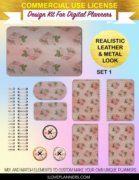 Old Shabby Pink Paper Textures Digital Planners, Spirals, Coils, Customize Your Digital Planners, Commercial Use OK, Digital Planners, Digital Journals, Compatible for PC, Mac, CANVA. #35