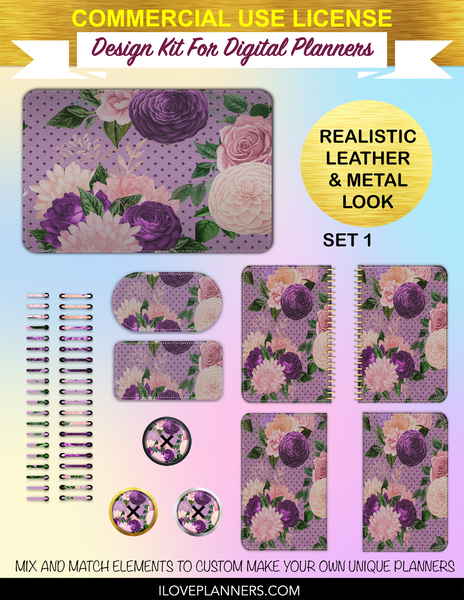 Peach Pink and Lavender Digital Planners, Spirals, Coils, Customize Your Digital Planners, Commercial Use OK, Digital Planners, Digital Journals, Compatible for PC, Mac, CANVA. #36