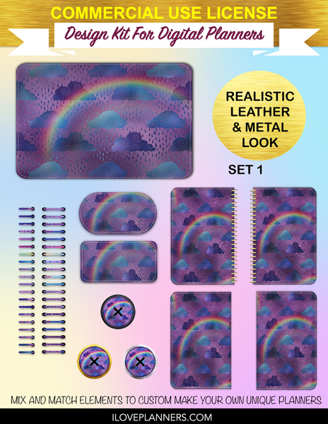 Iridescent Clouds Digital Planners, Spirals, Coils, Customize Your Digital Planners, Commercial Use OK, Digital Planners, Digital Journals, Compatible for PC, Mac, CANVA. #26
