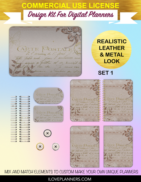 Travel Scrapbook Vintage Cover Kit for Digital Planners, Spirals, Coils, Customize Your Digital Planners, Commercial Use OK, Digital Planners, Digital Journals, Compatible for PC, Mac, Canva. #114