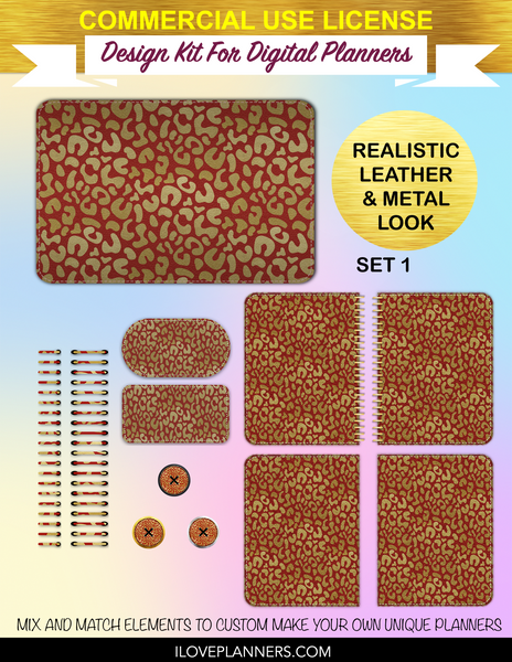 Gold & Glitter Cheetah Cover Kit for Digital Planners, Spirals, Coils, Customize Your Digital Planners, Commercial Use OK, Digital Planners, Digital Journals, Compatible for PC, Mac, Canva. #125