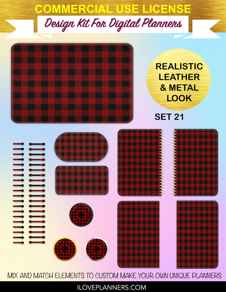 Lumberjack Plaid Digital Planners, Spirals, Coils, Customize Your Digital Planners, Commercial Use OK, Digital Planners, Digital Journals, Compatible for PC, Mac, CANVA. #41