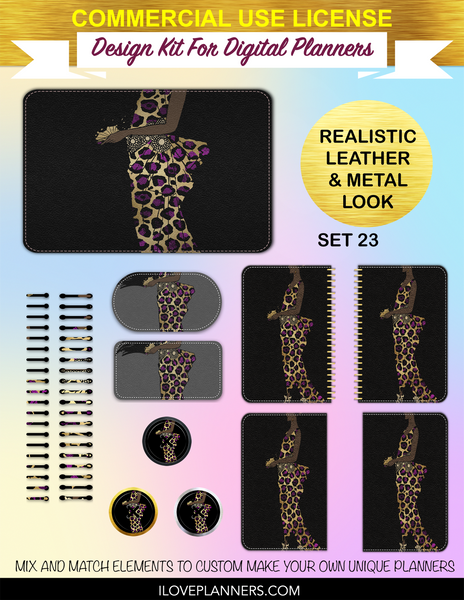 Purple and Gold Leopard Digital Planners, Spirals, Coils, Customize Your Digital Planners, Commercial Use OK, Digital Planners, Digital Journals, Compatible for PC, Mac, CANVA. #28