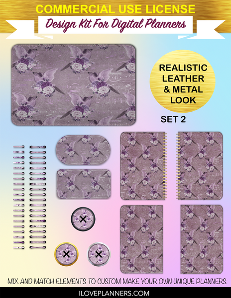 Lavender Ephemera Digital Planners, Spirals, Coils, Customize Your Digital Planners, Commercial Use OK, Digital Planners, Digital Journals, Compatible for PC, Mac, CANVA. #75