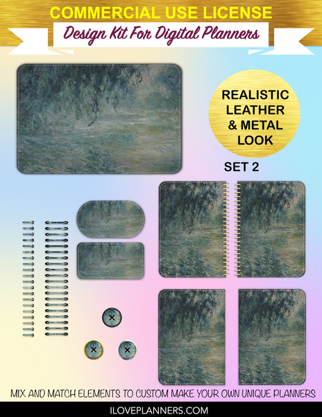 Claude Monet Cover Kit for Digital Planners, Spirals, Coils, Customize Your Digital Planners, Commercial Use OK, Digital Planners, Digital Journals, Compatible for PC, Mac, Canva.  #110