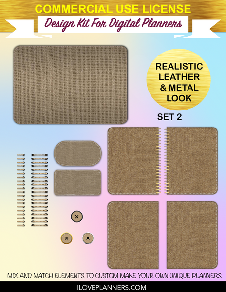 Natural Linen Cover Kit for Digital Planners, Spirals, Coils, Customize Your Digital Planners, Commercial Use OK, Digital Planners, Digital Journals, Compatible for PC, Mac, Canva. #108