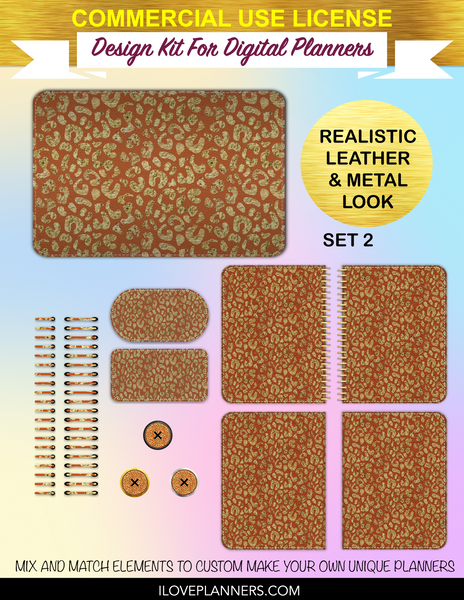 Gold & Glitter Cheetah Cover Kit for Digital Planners, Spirals, Coils, Customize Your Digital Planners, Commercial Use OK, Digital Planners, Digital Journals, Compatible for PC, Mac, Canva. #125