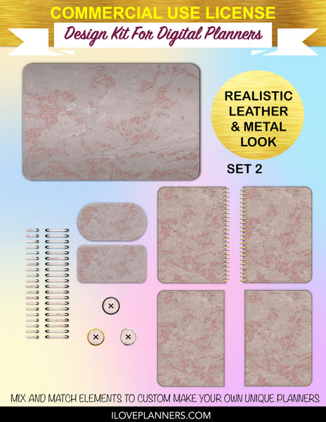 Rose Gold Marble Digital Paper Cover Kit for Digital Planners, Spirals, Coils, Customize Your Digital Planners, Commercial Use OK, Digital Planners, Digital Journals, Compatible for PC, Mac, CANVA. #132