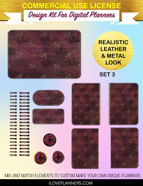 Burgundy Bee Digital Pattern for Digital Planners, Spirals, Coils, Customize Your Digital Planners, Commercial Use OK, Digital Planners, Digital Journals, Compatible for PC, Mac, CANVA. #10