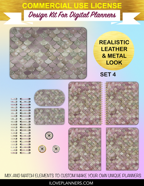 Bokeh Mermaid Cover Kit for Digital Planners, Spirals, Coils, Customize Your Digital Planners, Commercial Use OK, Digital Planners, Digital Journals, Compatible for PC, Mac, Canva. #121