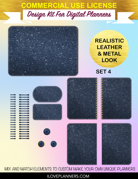 Patriotic Glitter Cover Kit for Digital Planners, Spirals, Coils, Customize Your Digital Planners, Commercial Use OK, Digital Planners, Digital Journals, Compatible for PC, Mac, Canva. #111
